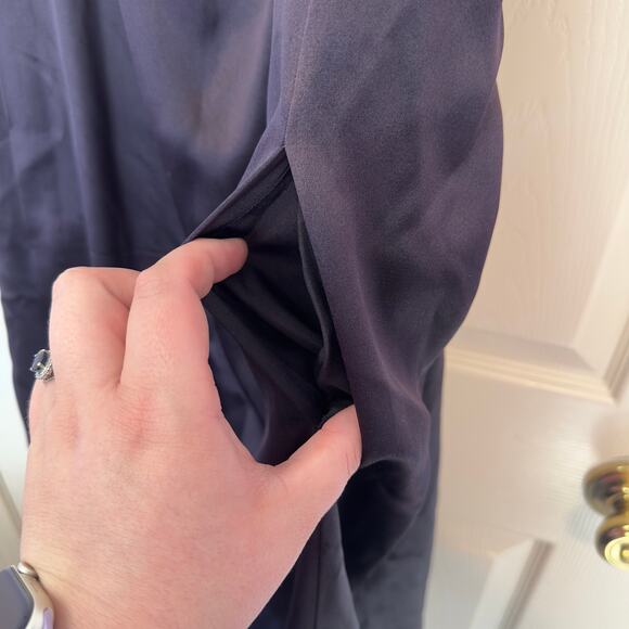 Eileen Fisher 100% Silk Crepe Back Satin Dress Purple Size XL Pockets Elegant - Picture 10 of 10